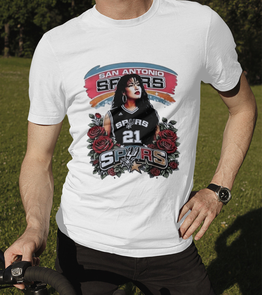 San Antonio Spurs 21 Selena Quintanilla Roses T-Shirt