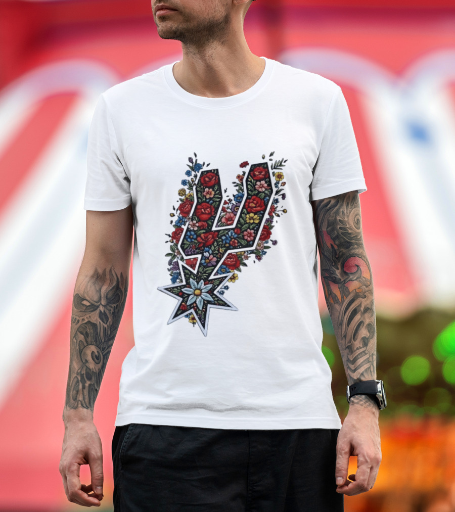San Antonio Spurs Floral Rose Garden Spurs Team T-Shirt