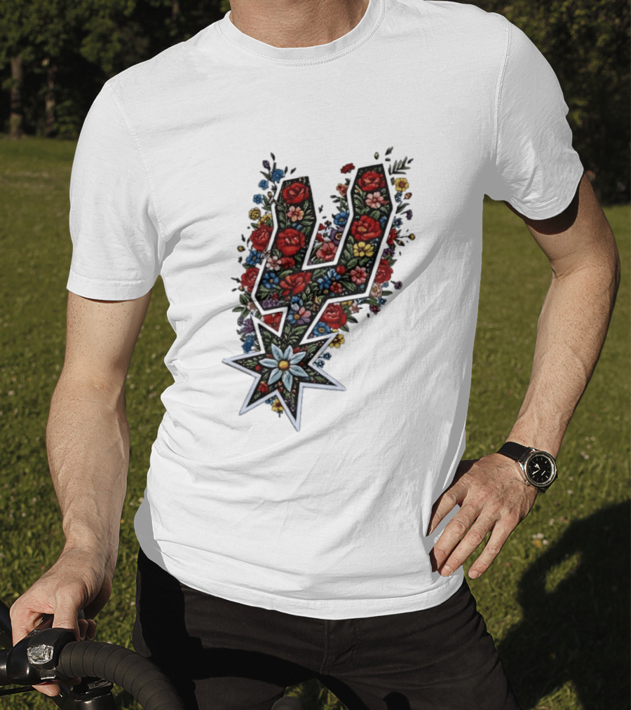 San Antonio Spurs Floral Rose Garden Spurs Team T-Shirt