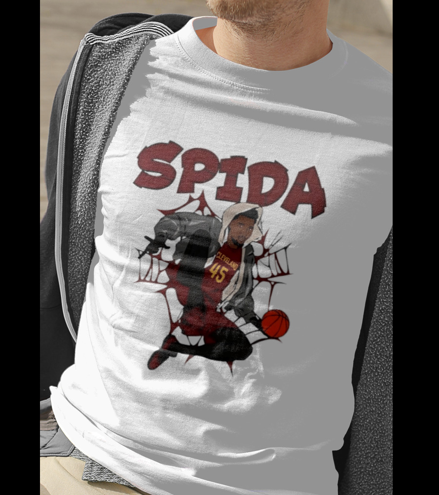 SPIDA Cleveland 45 Donovan Mitchell Basketball Spider Web T-Shirt