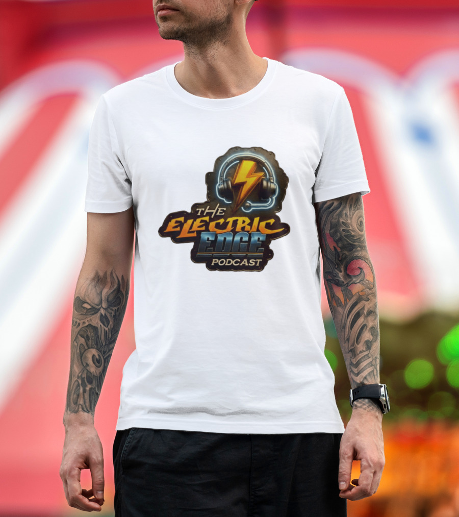 The Electric Edge Podcast Headphone Lightning Bolt T-Shirt