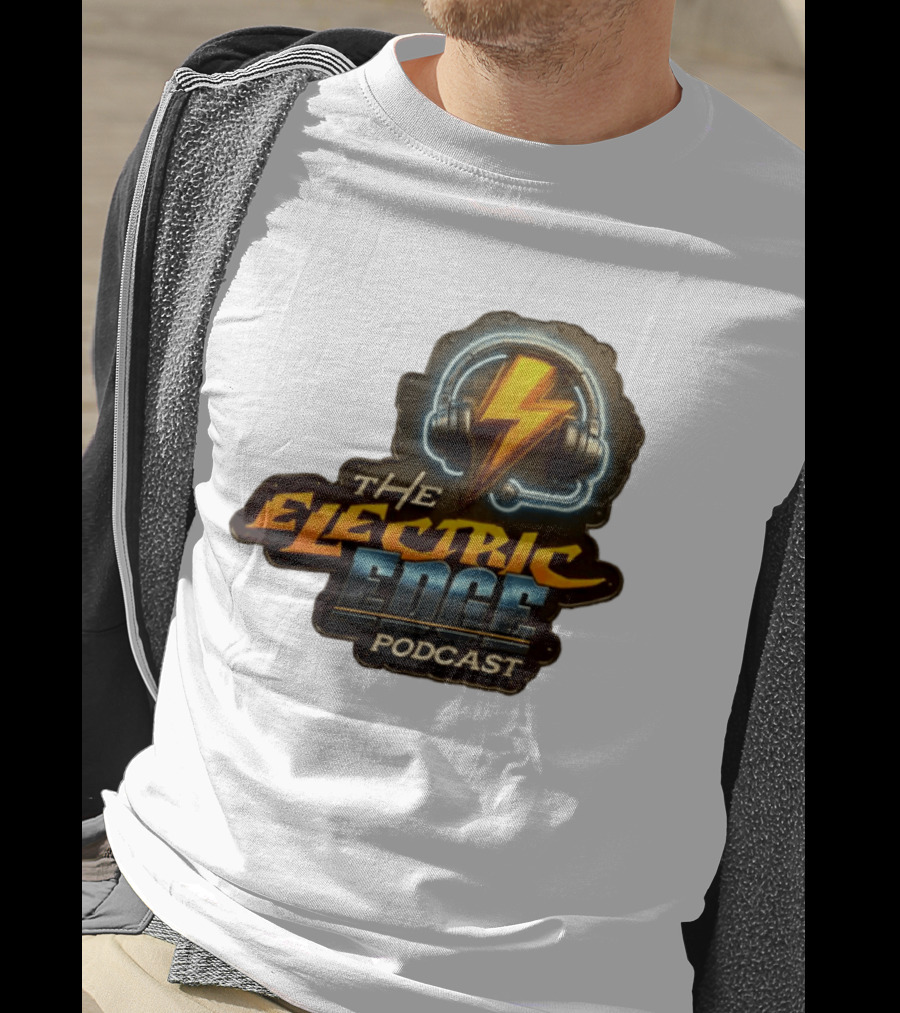 The Electric Edge Podcast Headphone Lightning Bolt T-Shirt