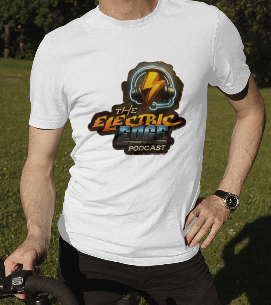 The Electric Edge Podcast Headphone Lightning Bolt T-Shirt