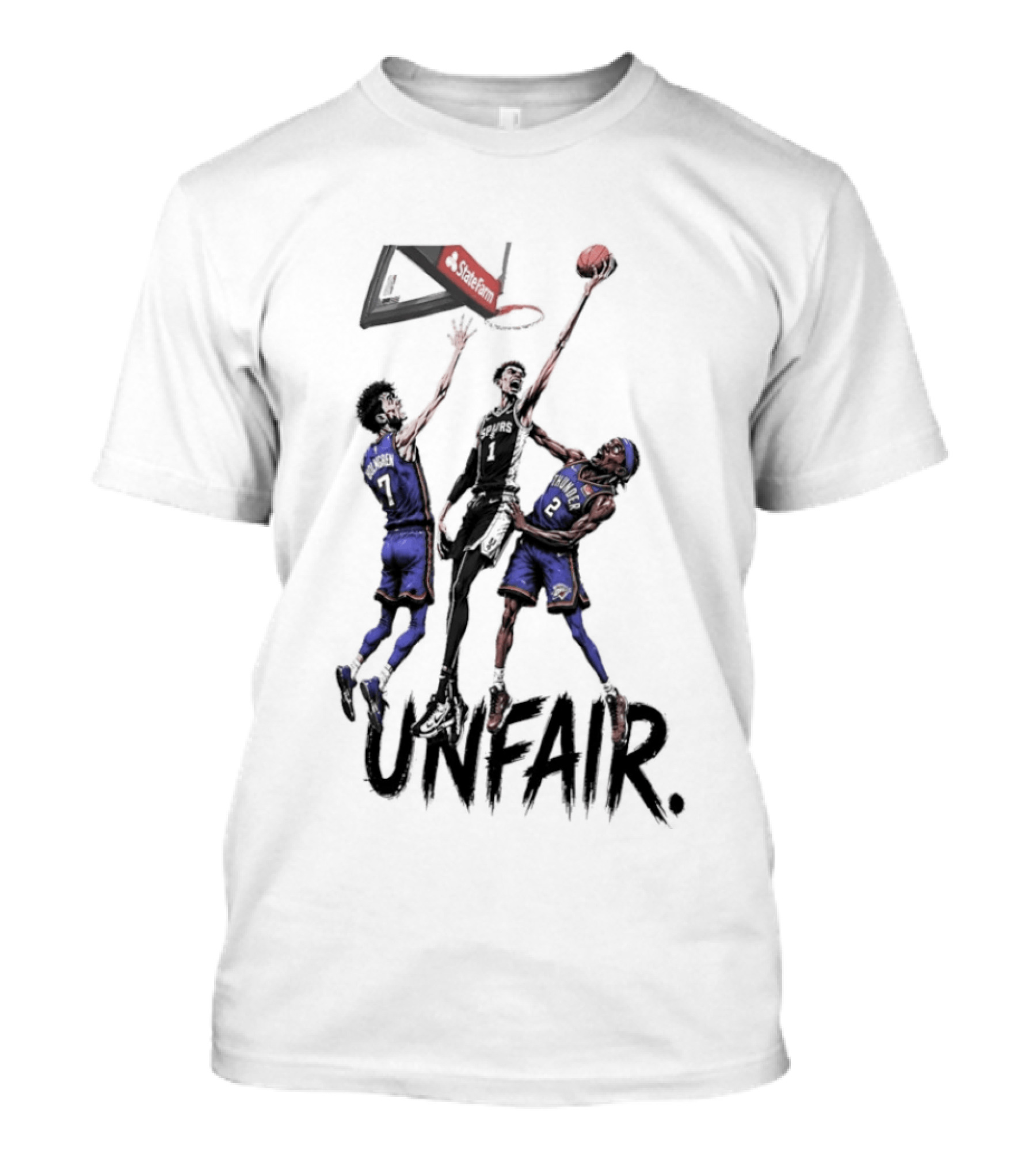 Unfair Victor Wembanyama San Antonio Spurs Chet Holmgren Shai Gilgeous Alexander Basketball Jump Contest T-Shirt