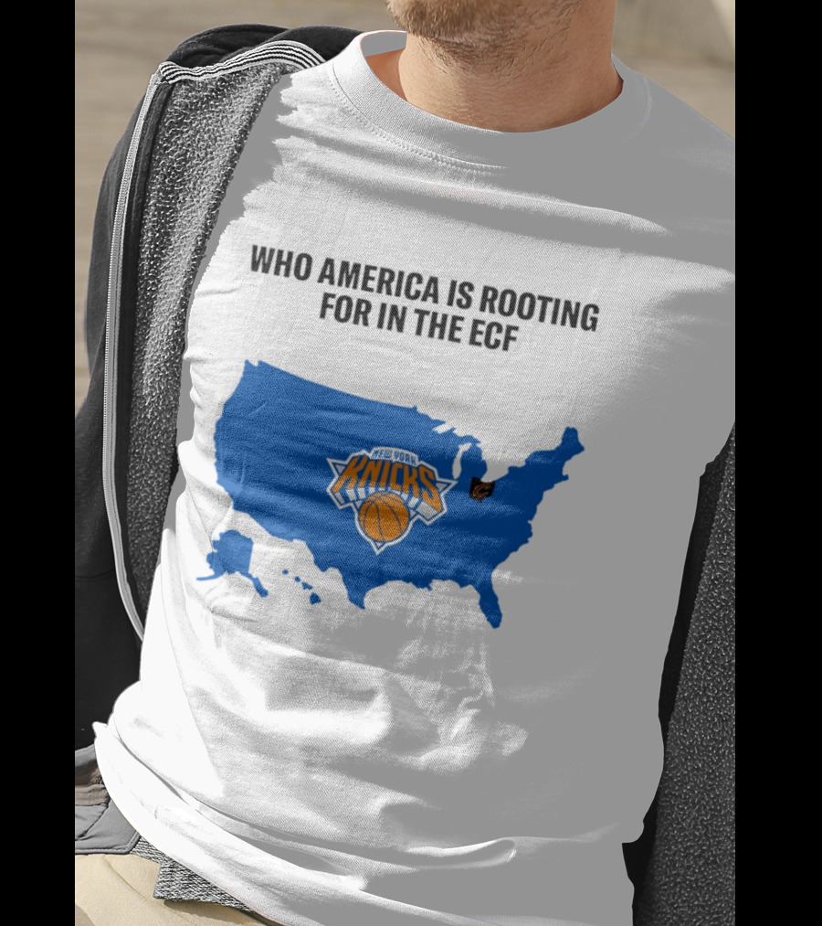 Who America Is Rooting For In The ECF Knicks USA Map Basketball T-Shirt