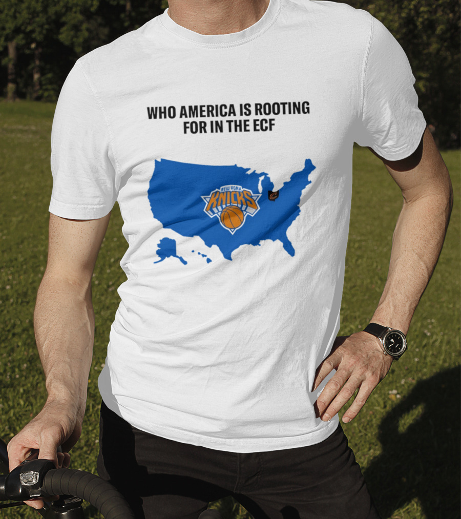 Who America Is Rooting For In The ECF Knicks USA Map Basketball T-Shirt