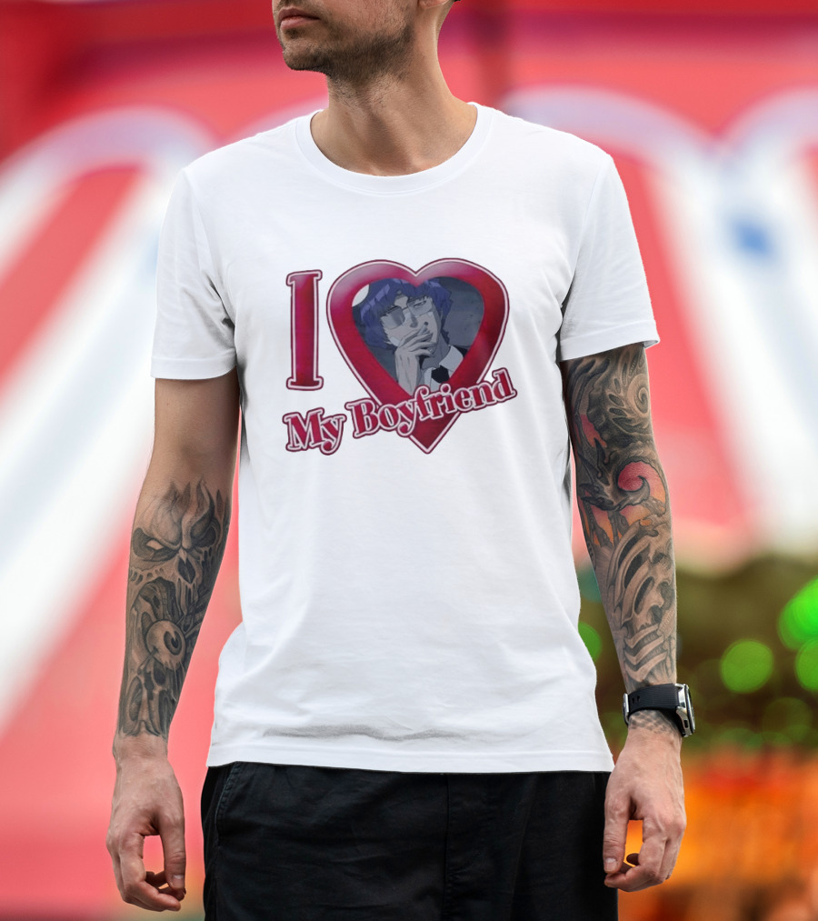 I Love My Boyfriend Heart Anime Style Wolf Keum Wind Breaker T-Shirt