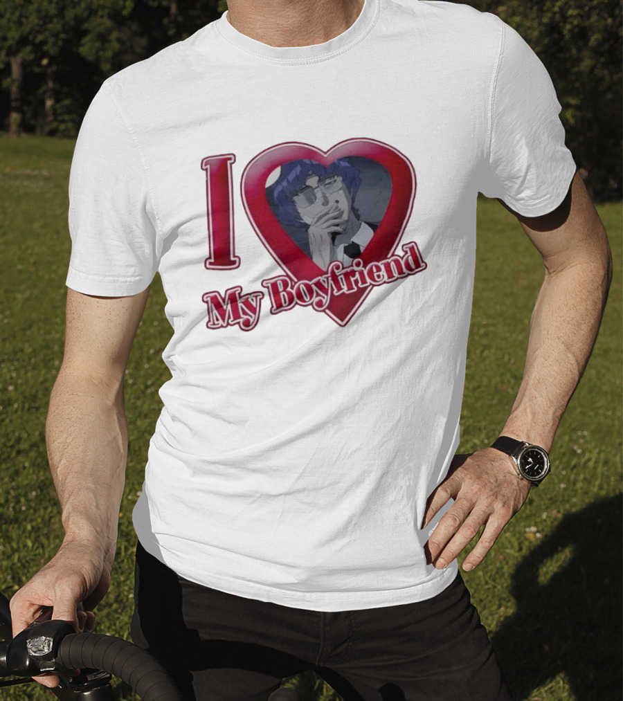 I Love My Boyfriend Heart Anime Style Wolf Keum Wind Breaker T-Shirt