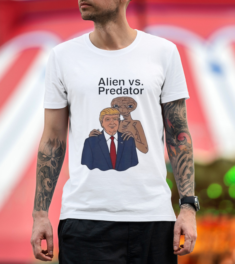 Alien Vs Predator Donald Trump ET Parody Fashion T-Shirt