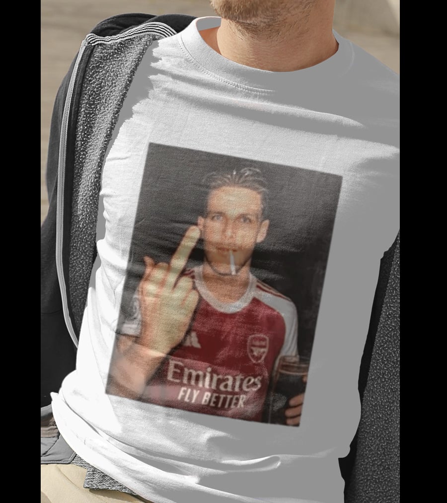 Emirates Fly Better Arsenal Middle Finger Smoking Soccer Player T-Shirt