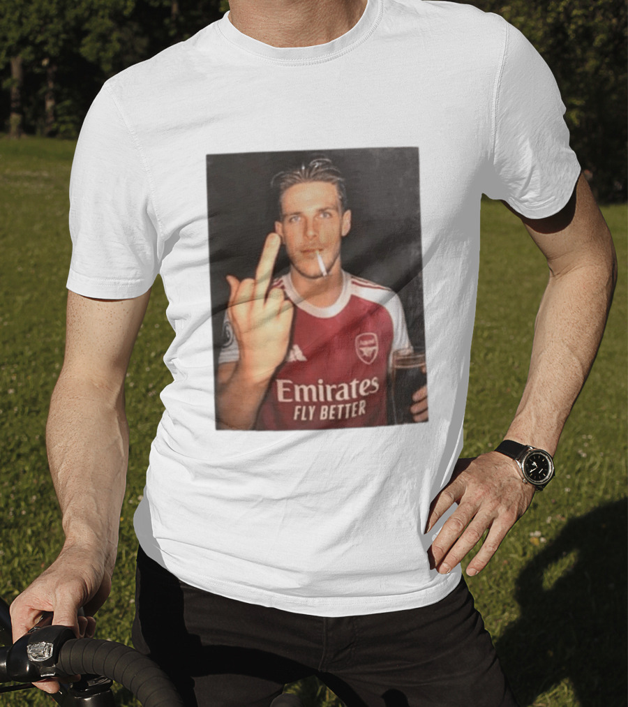 Emirates Fly Better Arsenal Middle Finger Smoking Soccer Player T-Shirt