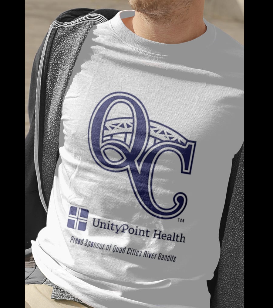 QC River Bandits UnityPoint Health Proud Sponsor Quad Cities Bridge T-Shirt