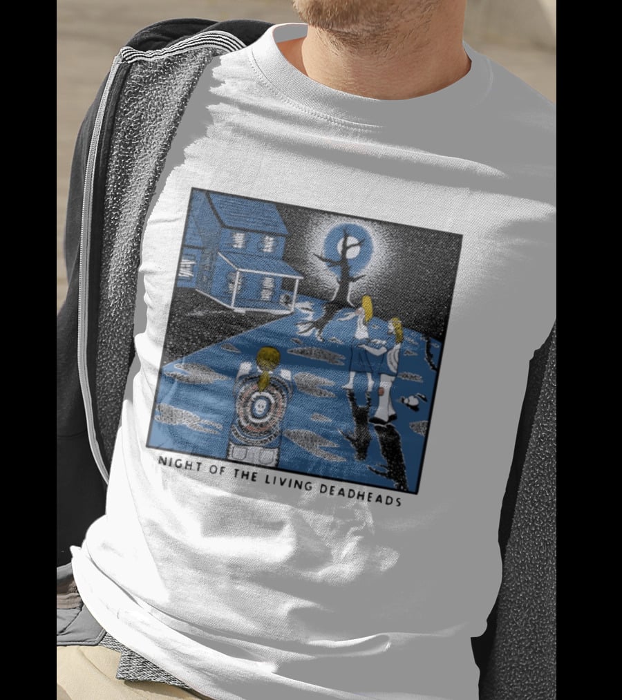Ken Brown 90s Night Of The Living Deadheads House With Skull And Dancing Figures T-Shirt
