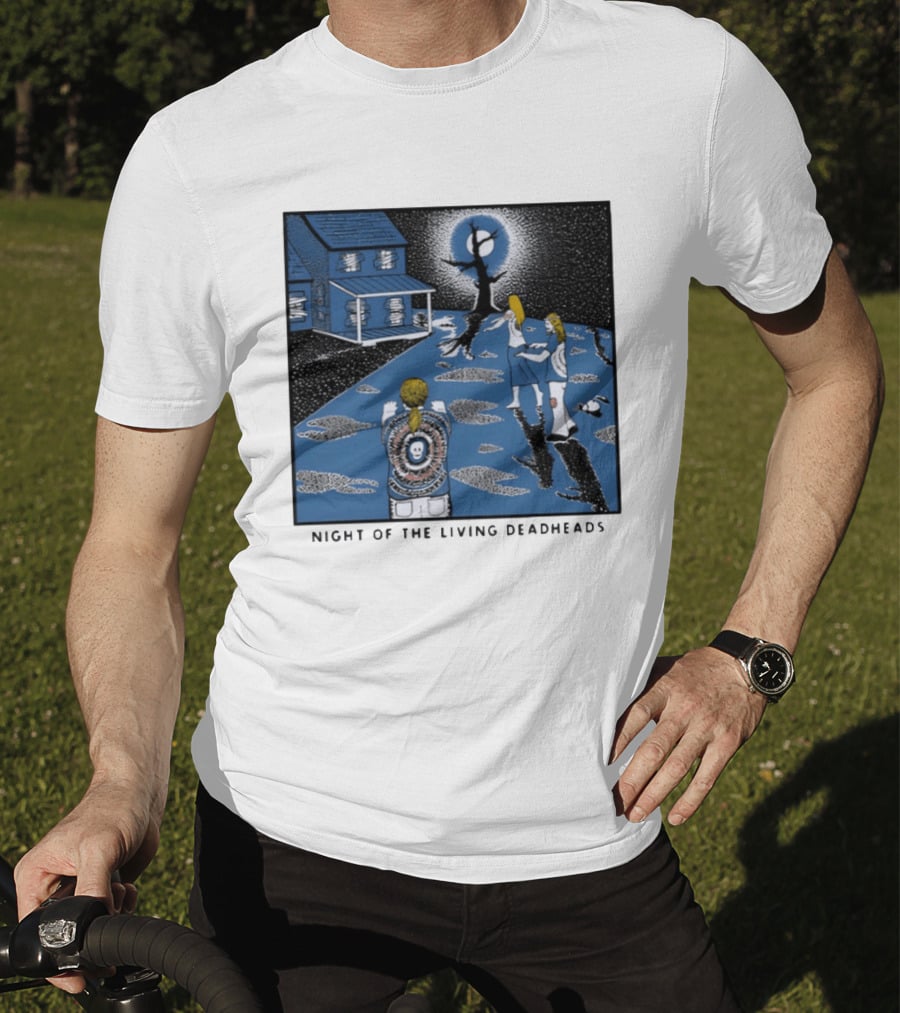 Ken Brown 90s Night Of The Living Deadheads House With Skull And Dancing Figures T-Shirt