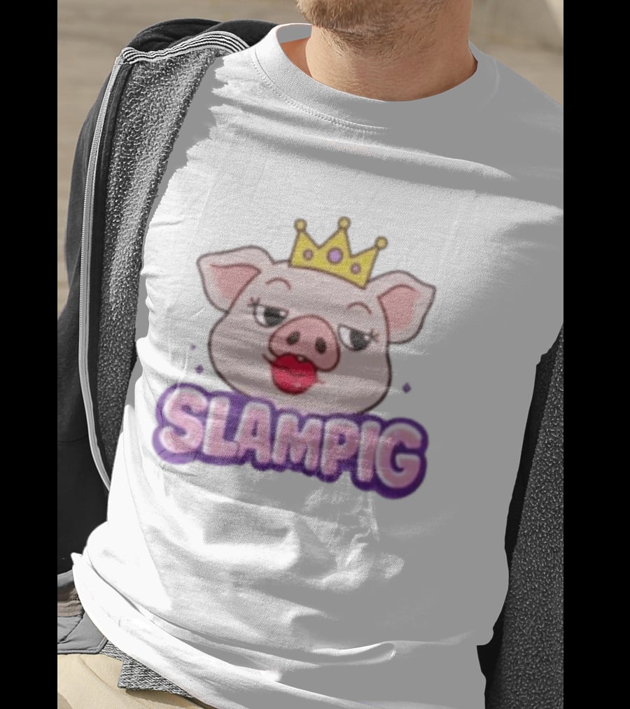 Slam Pig Princess Crown Cartoon With Kissy Lips T-Shirt