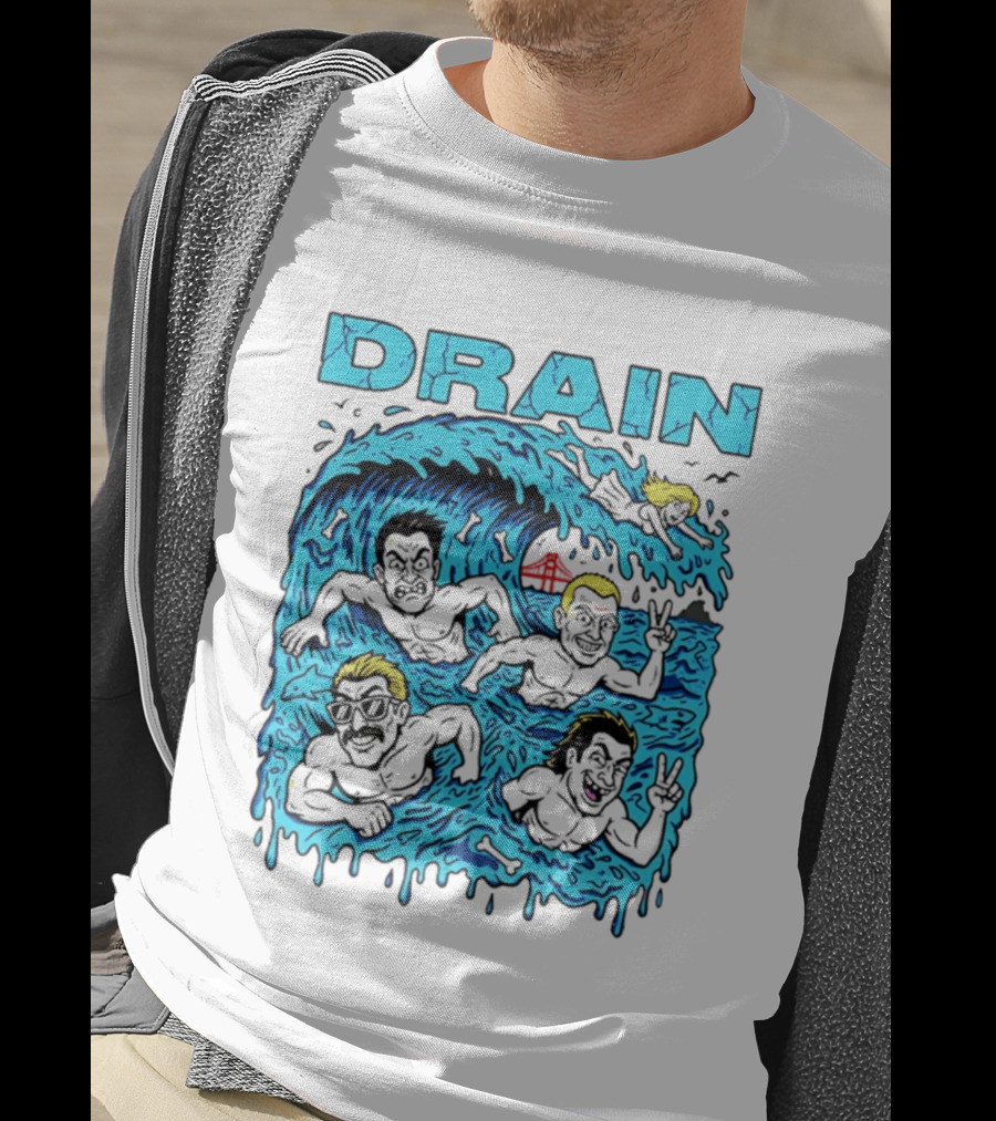 Drain Band Butthole Surfers Caricature Wave Surf T-Shirt