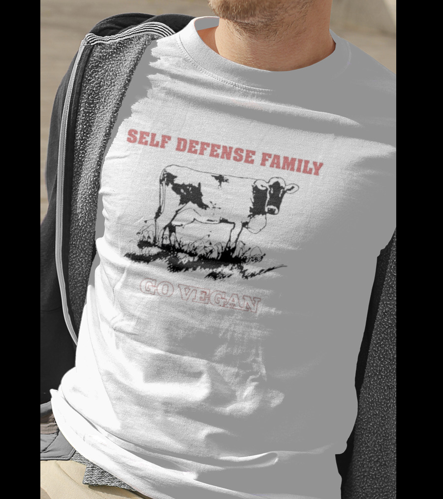 Self Defense Family Go Vegan Cow Farm Animal Activist T-Shirt