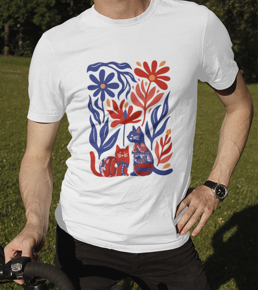Subtle F Trump Cat Lover USA 250th Still Resisting Floral Cats T-Shirt