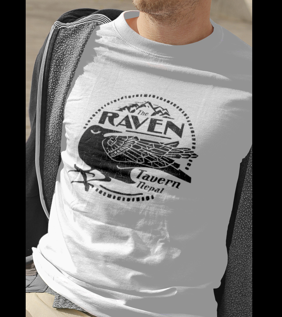 Raven Tavern Nepal Bird With Mountains T-Shirt