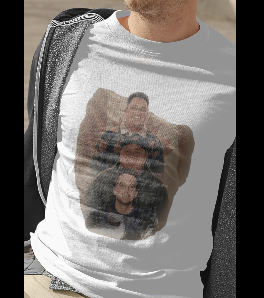 Three Smiling Men David Moss Devin Olsen Canadian Pride Flag T-Shirt