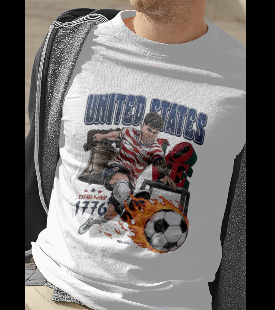 United States Love Park Philadelphia Soccer Player Liberty Bell 1776 T-Shirt