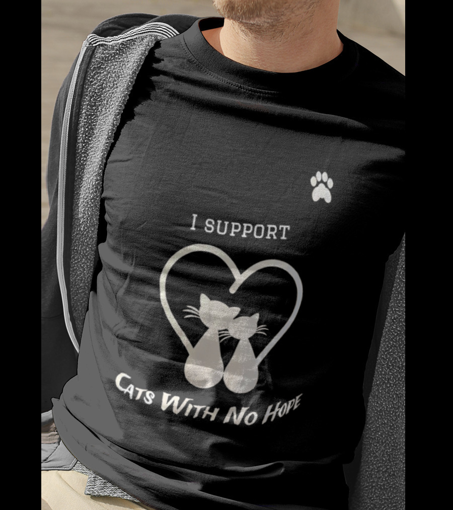I Support Cats With No Home Heart Paw Feline Welfare Rescue Mission T-Shirt