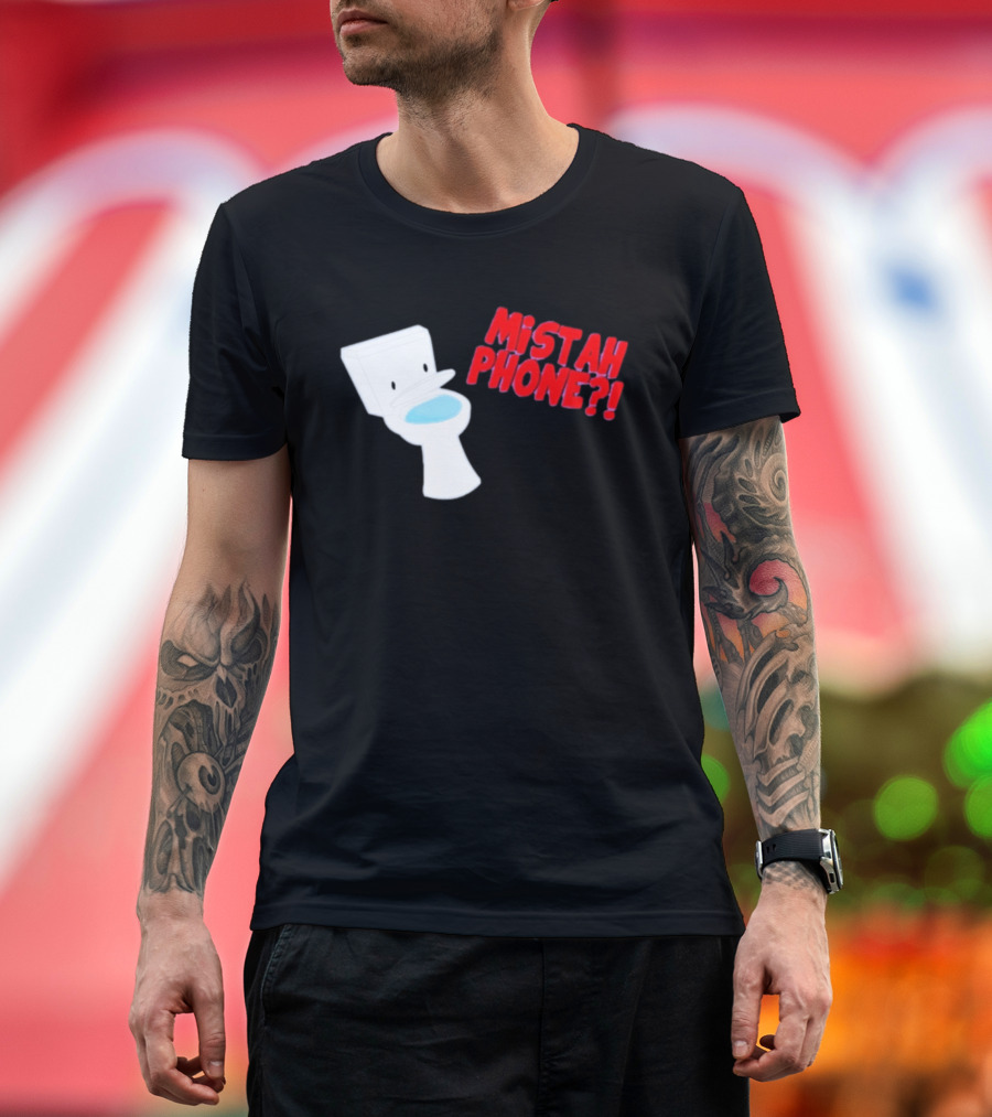 Mistah Phone Toilet Pun Illustration Humor T-Shirt