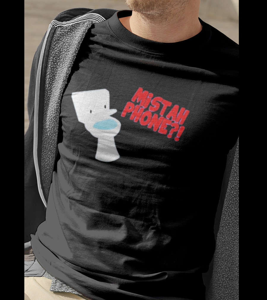 Mistah Phone Toilet Pun Illustration Humor T-Shirt