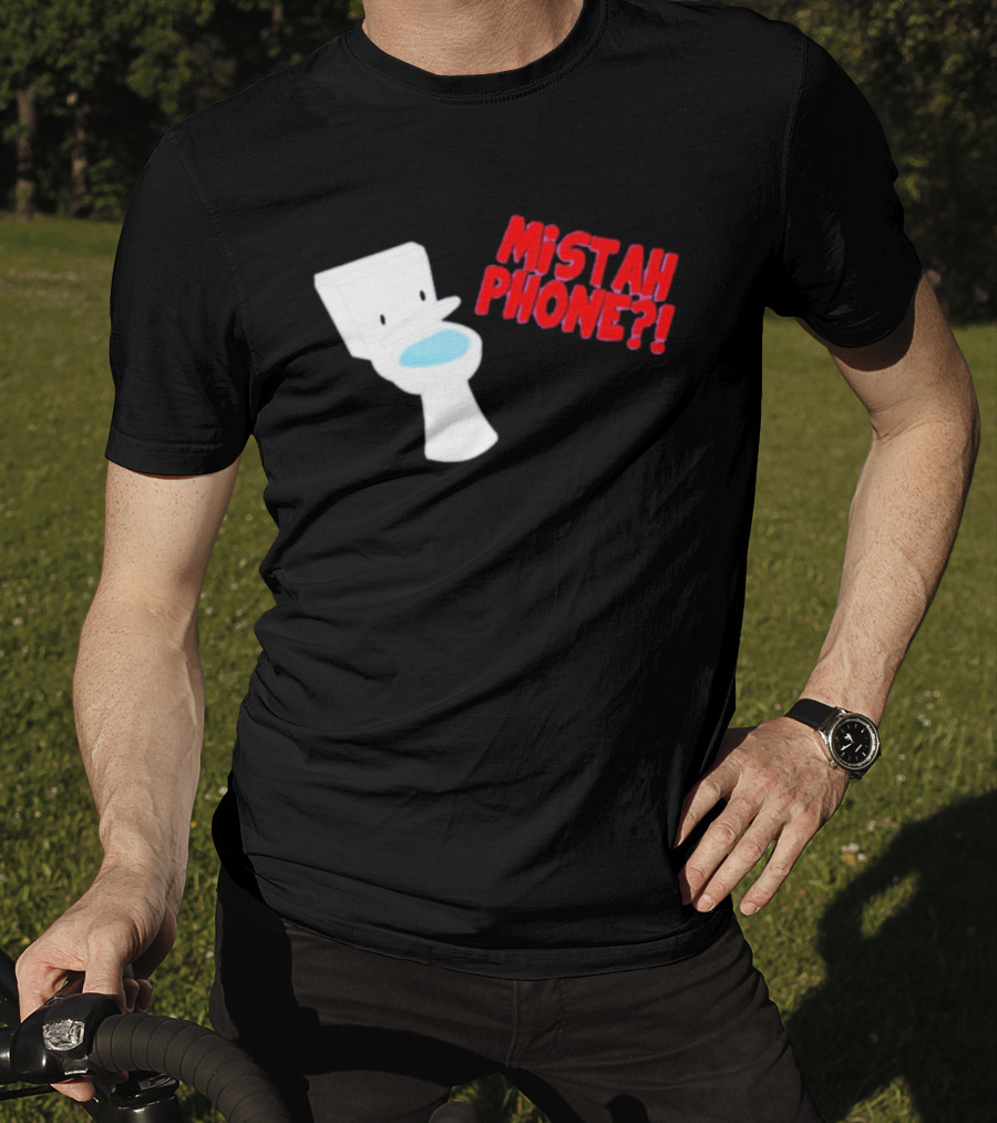 Mistah Phone Toilet Pun Illustration Humor T-Shirt