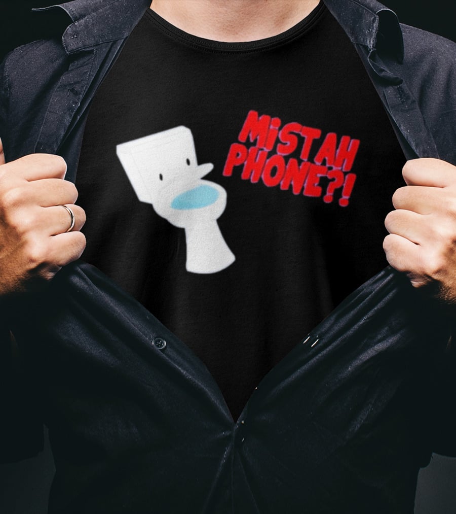 Mistah Phone Toilet Pun Illustration Humor T-Shirt