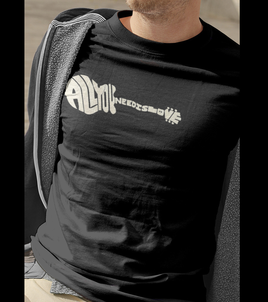 All You Need Is Love Peace And Music Guitar T-Shirt