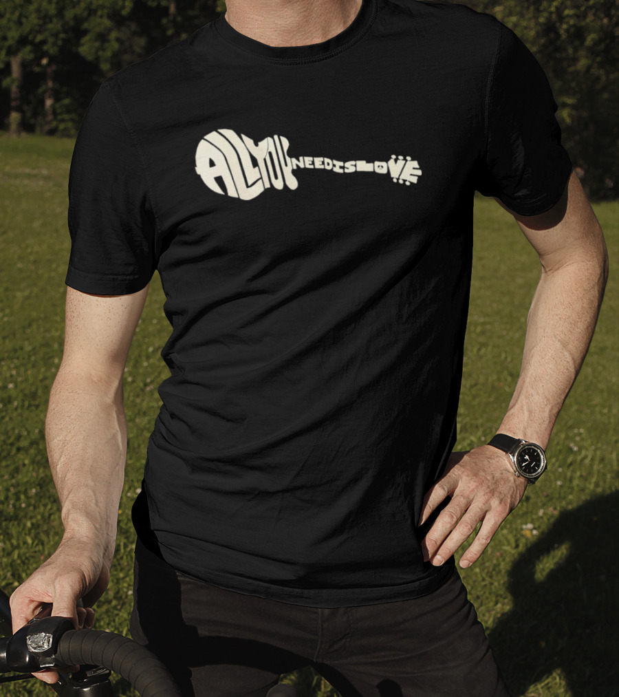 All You Need Is Love Peace And Music Guitar T-Shirt
