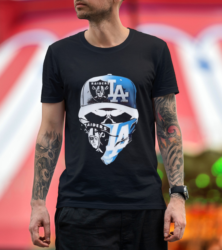 Las Vegas Raiders Los Angeles Dodgers Split Raiders LA T-Shirt
