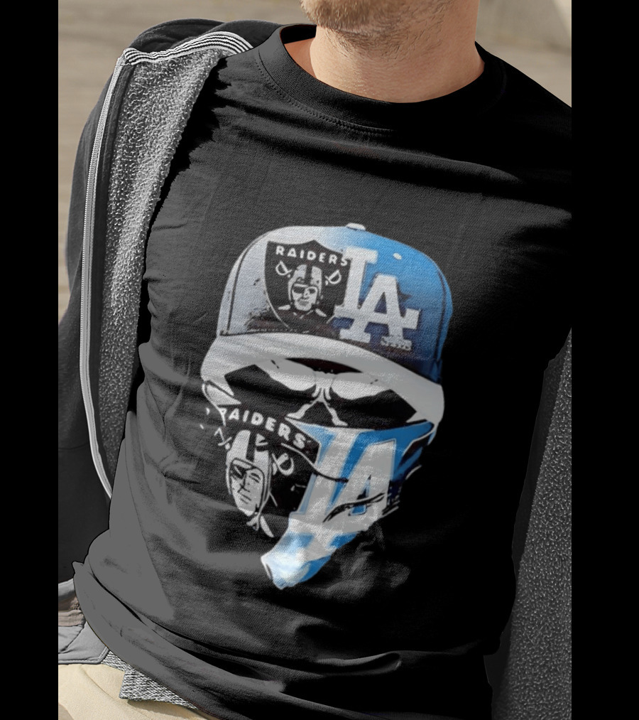 Las Vegas Raiders Los Angeles Dodgers Split Raiders LA T-Shirt