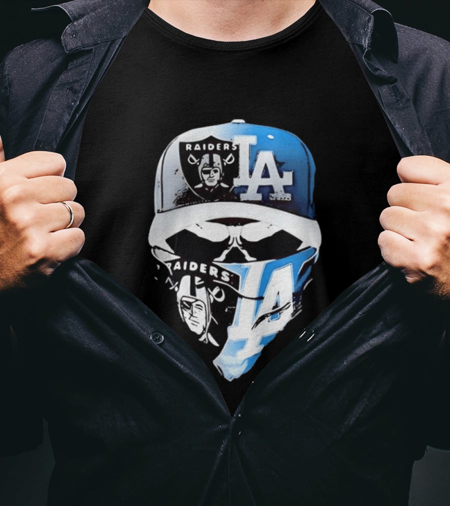 Las Vegas Raiders Los Angeles Dodgers Split Raiders LA T-Shirt