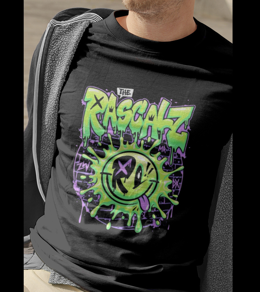 The Rascalz AEW Slime Smiley Graffiti T-Shirt