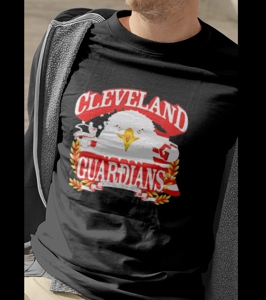 Cleveland Guardians Bald Eagle American Flag Baseball Est 1901 T-Shirt