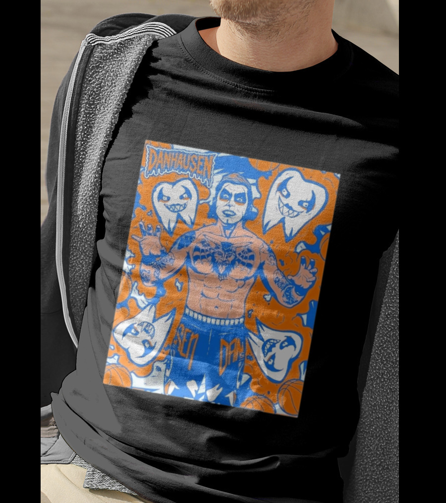 New York Knicks Danhausen Collaboration Uncursed Cartoon T-Shirt