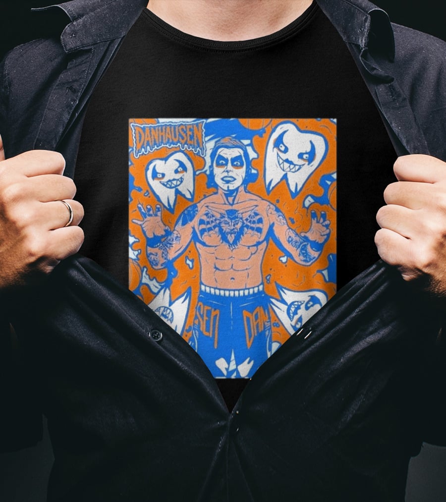 New York Knicks Danhausen Collaboration Uncursed Cartoon T-Shirt