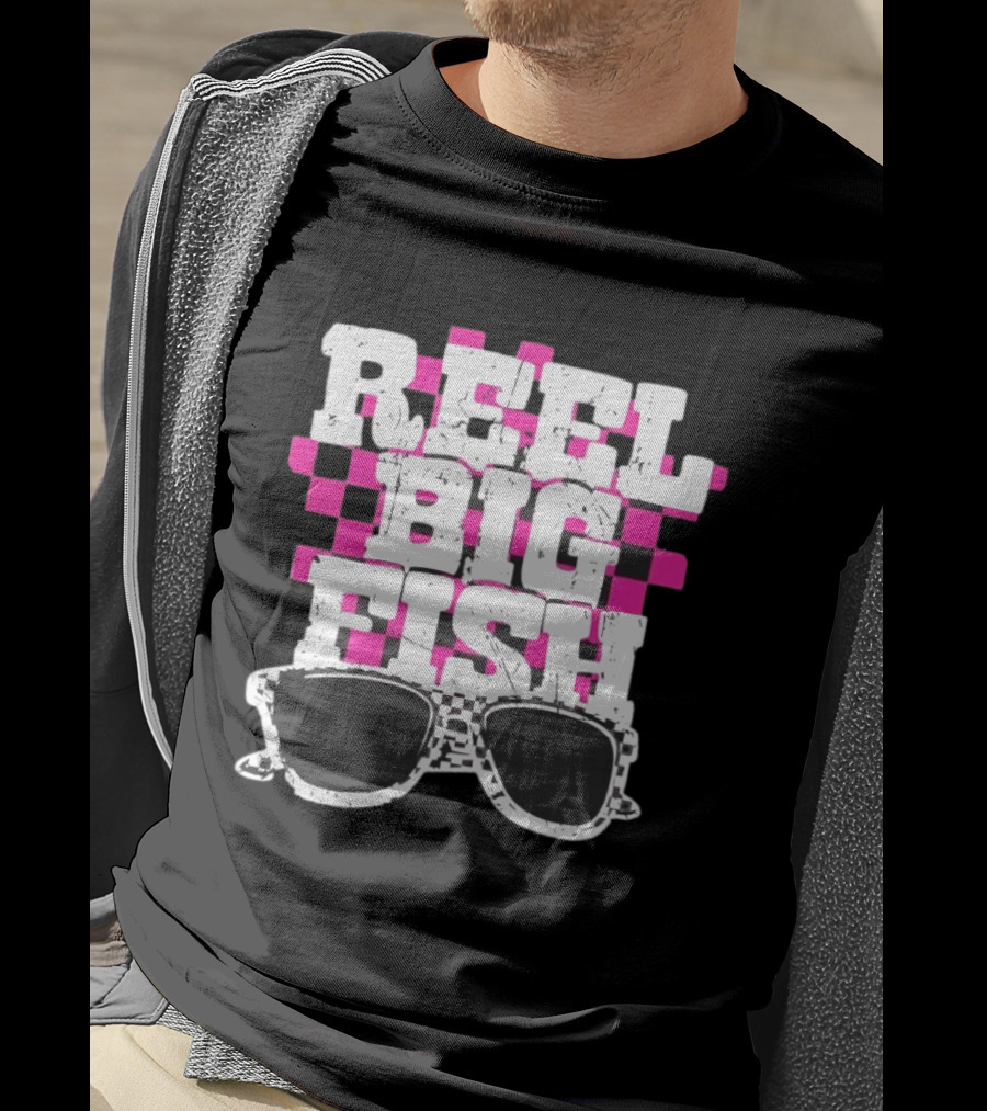 Reel Big Fish Checkered Sunglasses Pink Checkerboard T-Shirt
