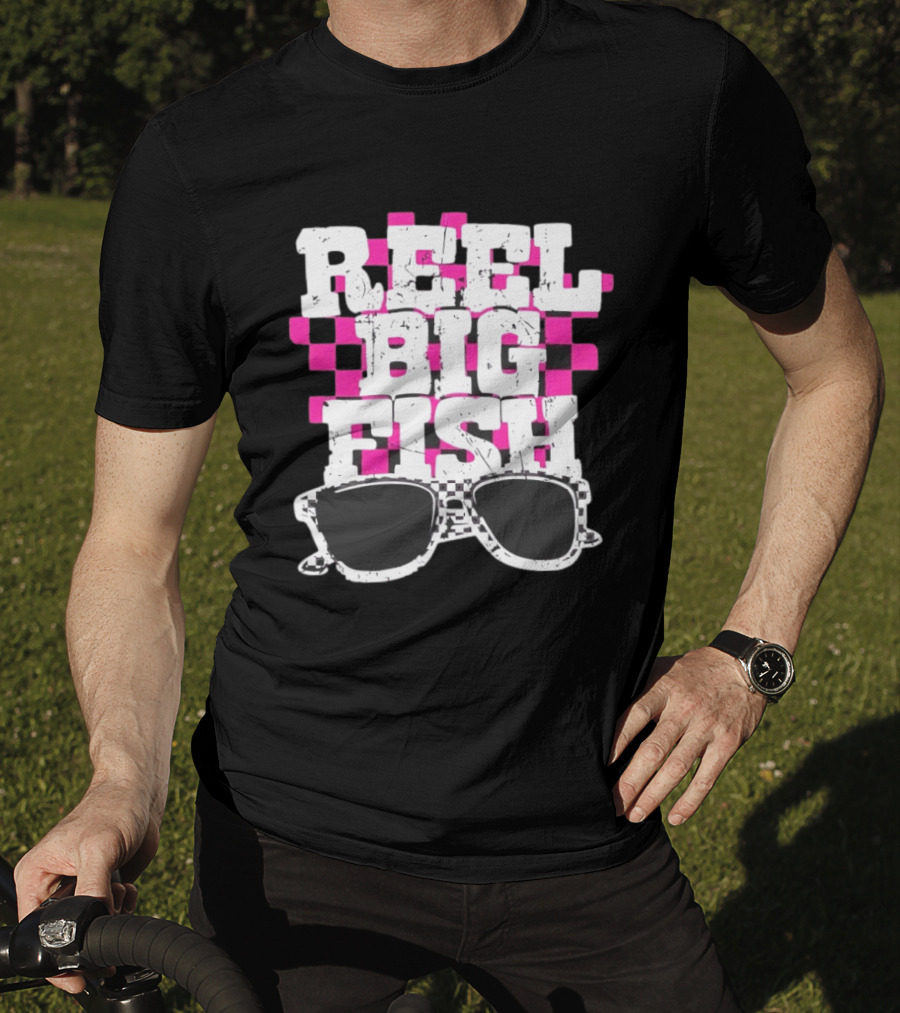 Reel Big Fish Checkered Sunglasses Pink Checkerboard T-Shirt