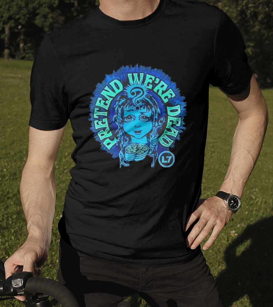 L7 Pretend We're Dead Blue Comic T-Shirt