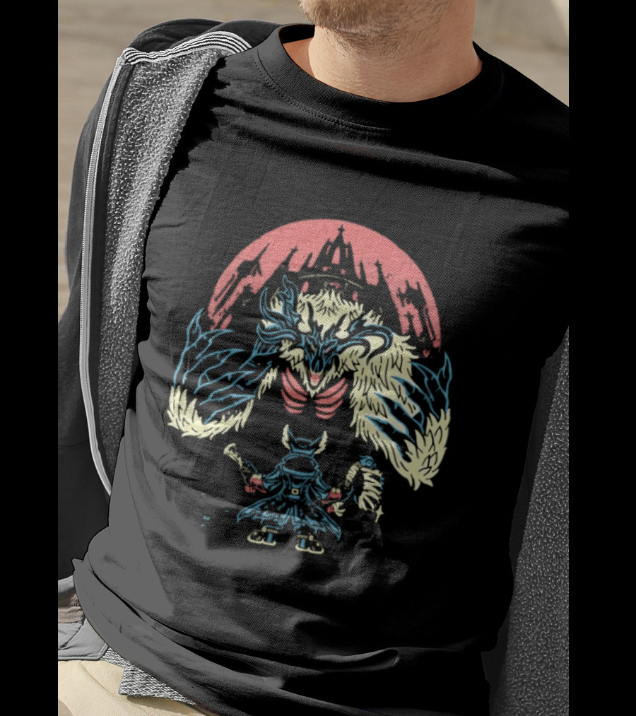 Bloodborne Hunter Confronts Cleric Beast Let The Hunt Begin T-Shirt