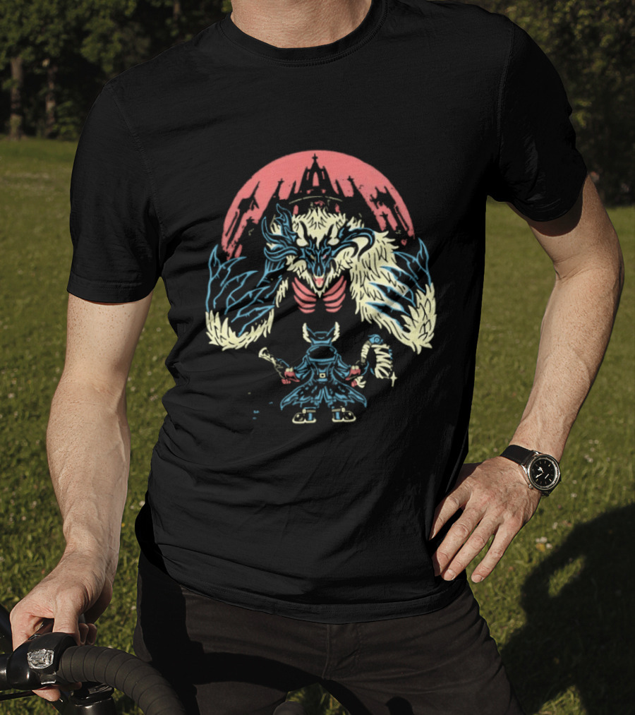 Bloodborne Hunter Confronts Cleric Beast Let The Hunt Begin T-Shirt