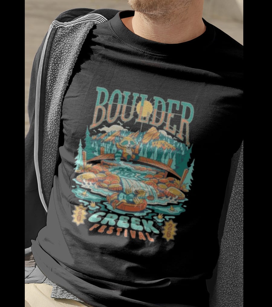 Boulder Creek Festival 2026 Mountain Adventure With Bear And Canoe T-Shirt