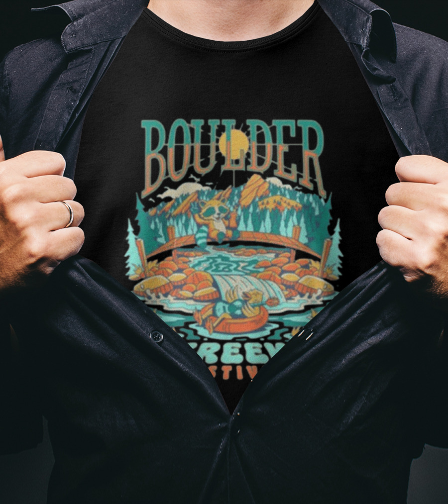 Boulder Creek Festival 2026 Mountain Adventure With Bear And Canoe T-Shirt