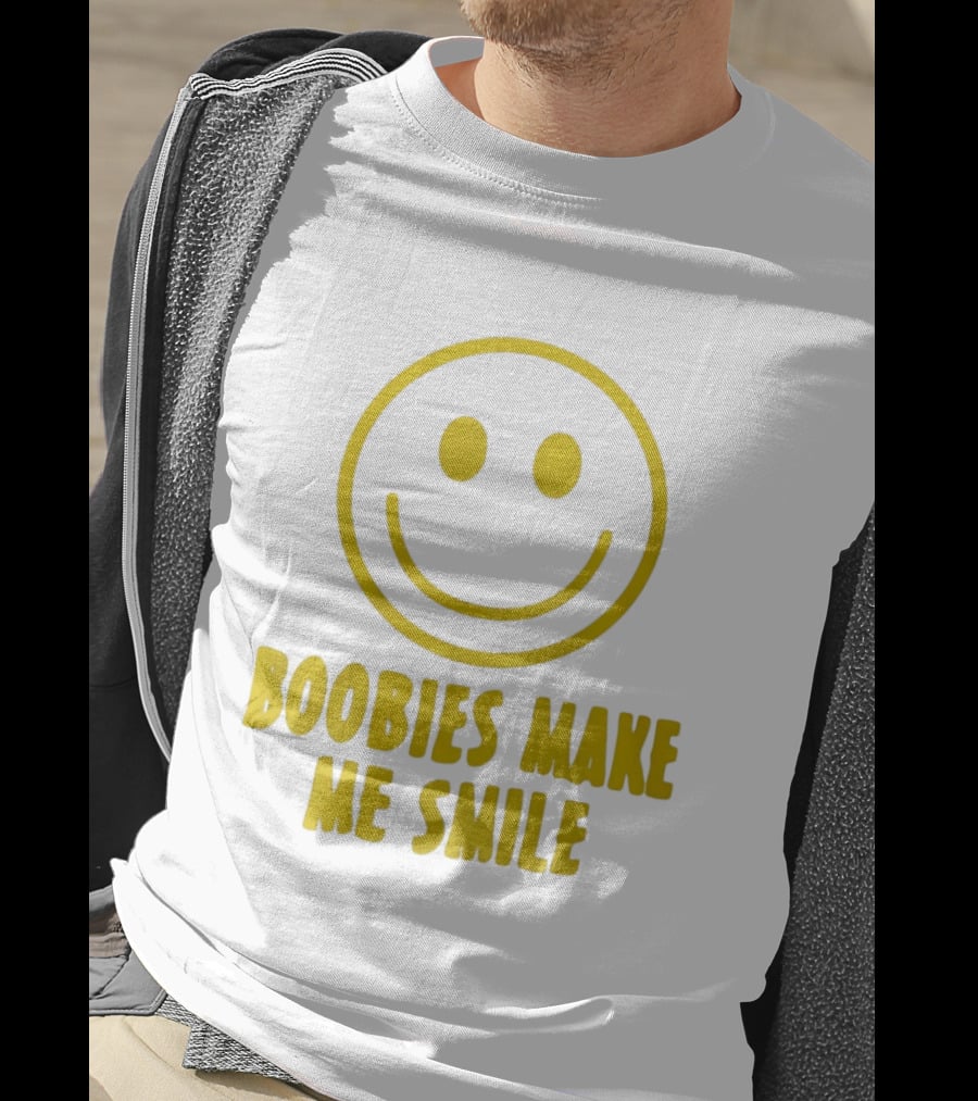 Boobies Make Me Smile Yellow Smiley Face T-Shirt