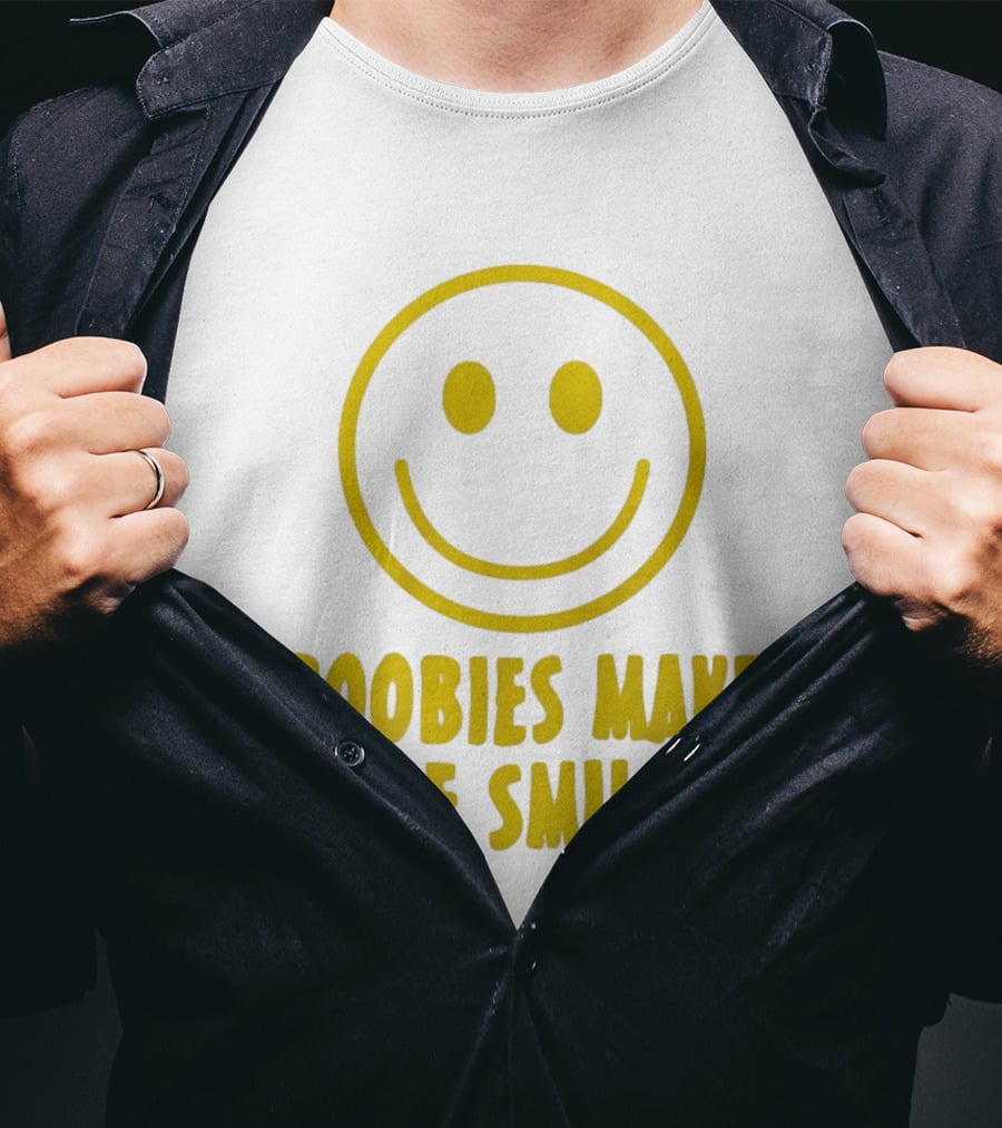 Boobies Make Me Smile Yellow Smiley Face T-Shirt