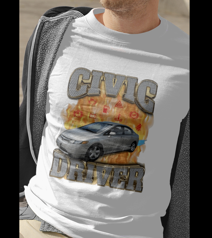 Civic Driver Flames Car T-Shirt