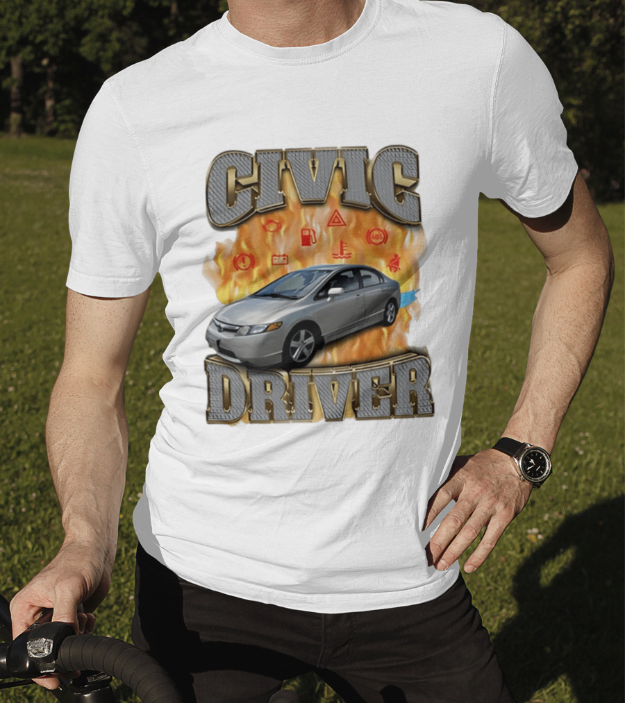Civic Driver Flames Car T-Shirt